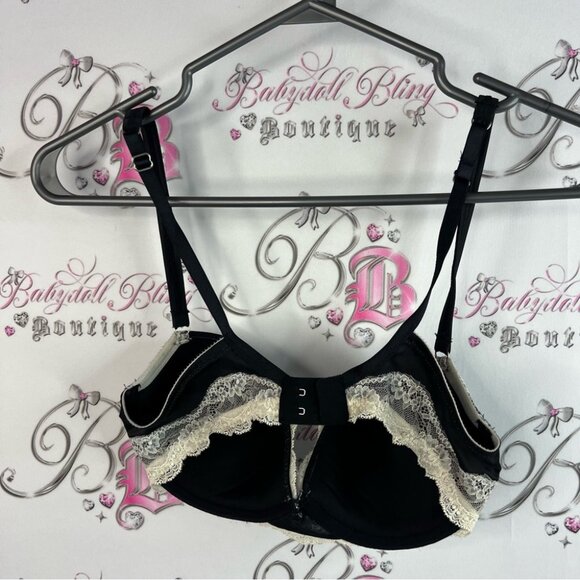 Bra lace black cream jewel dangly detail crystal beaded cupped sexy bra - Picture 7 of 10